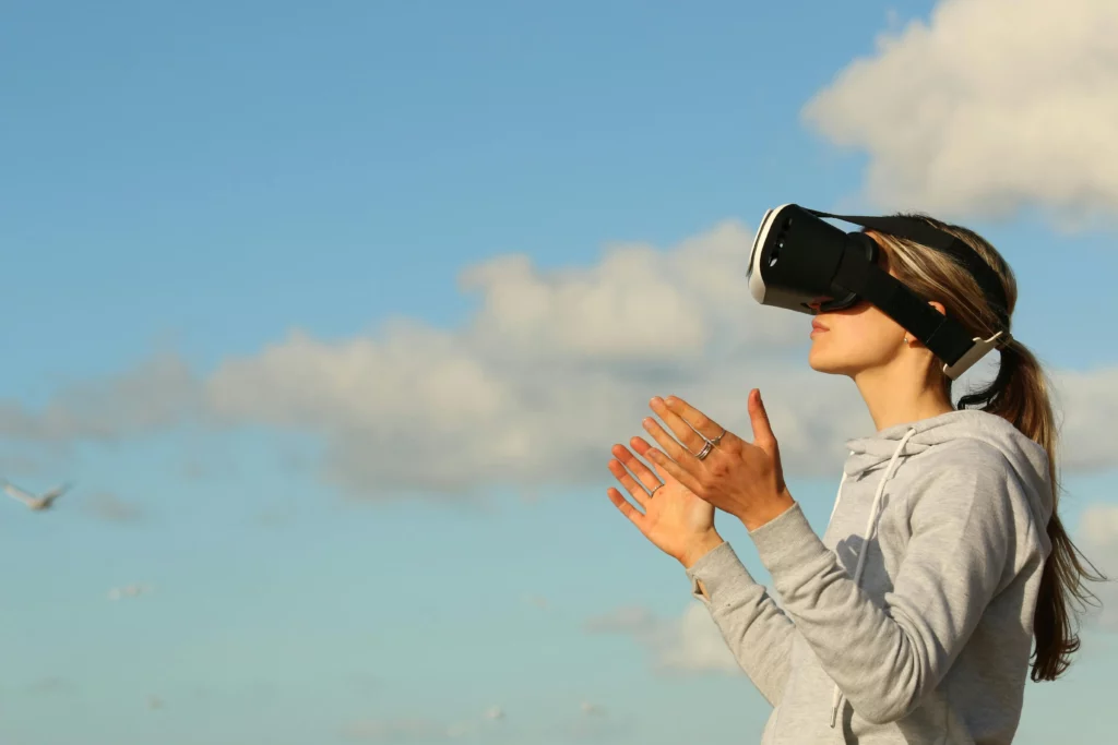 woman gaming playing via cloud stream
